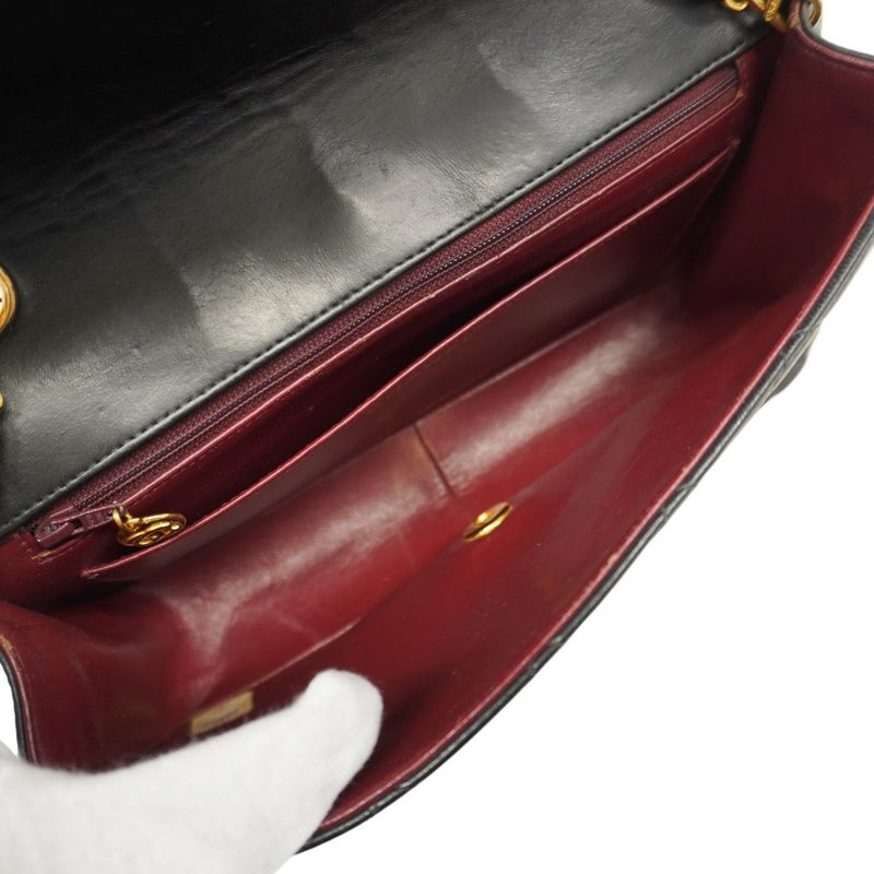 Chanel Shoulder Bag Matelasse Diana Lambskin Black Gold Hardware Women's