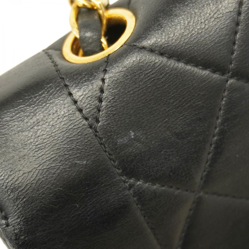 Chanel Shoulder Bag Matelasse Diana Lambskin Black Gold Hardware Women's