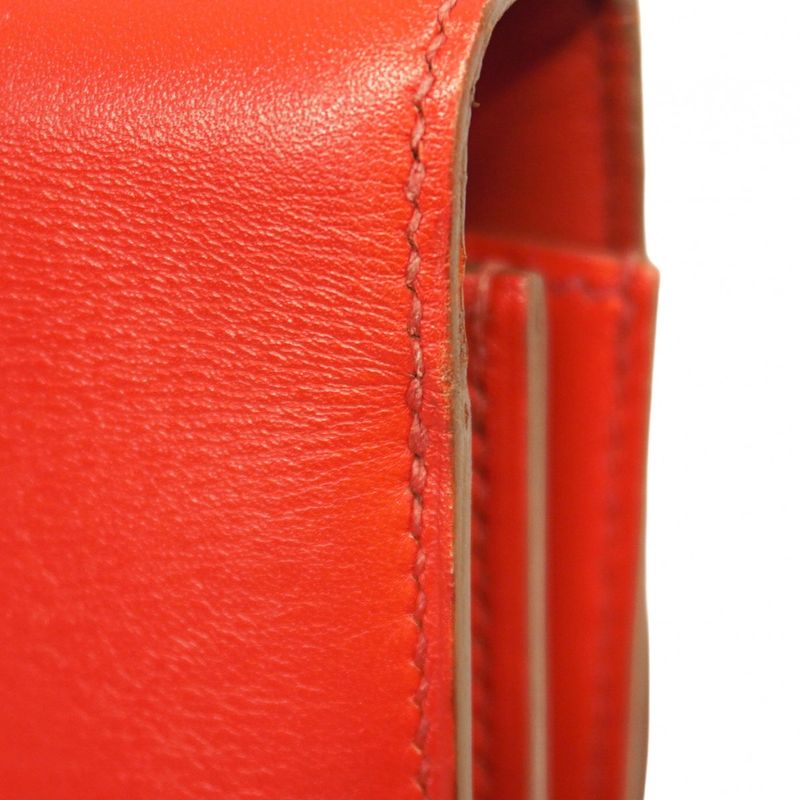 Hermes Shoulder Bag Constance 18 Box Calf Rouge Tomato Gold Hardware a Engraved