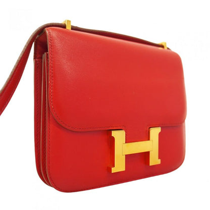 Hermes Shoulder Bag Constance 18 Box Calf Rouge Tomato Gold Hardware a Engraved