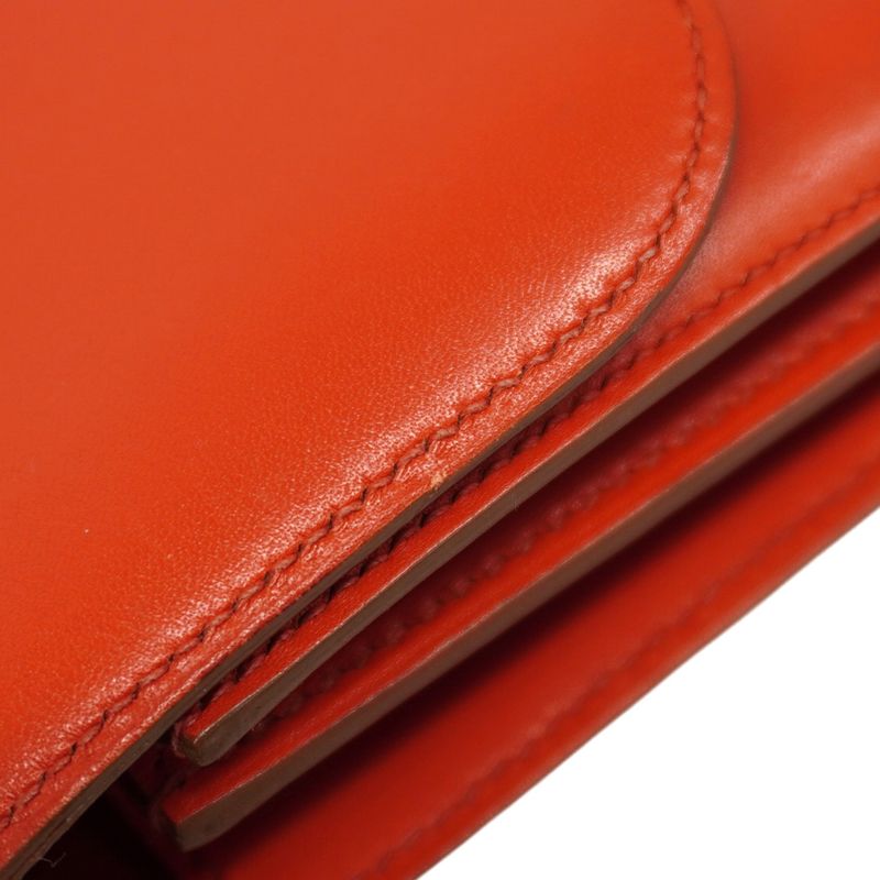 Hermes Shoulder Bag Constance 18 Box Calf Rouge Tomato Gold Hardware a Engraved