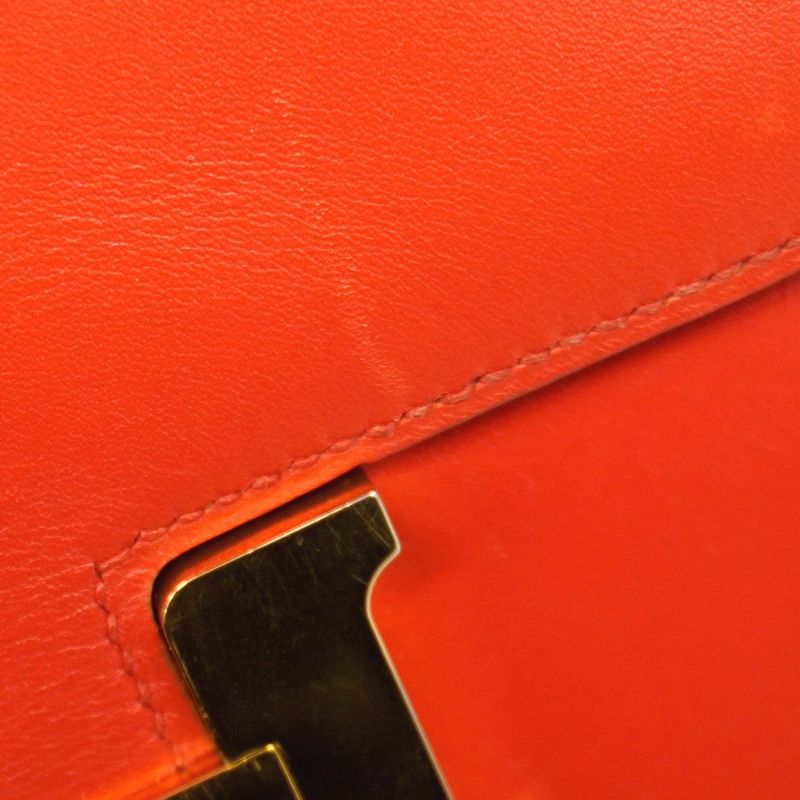 Hermes Shoulder Bag Constance 18 Box Calf Rouge Tomato Gold Hardware a Engraved