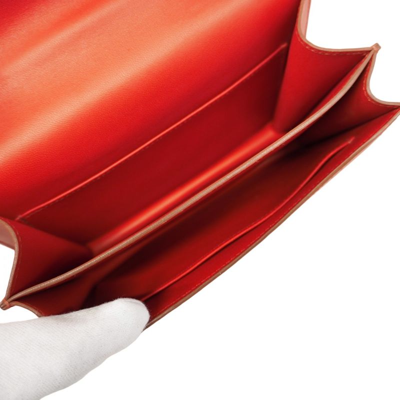 Hermes Shoulder Bag Constance 18 Box Calf Rouge Tomato Gold Hardware a Engraved