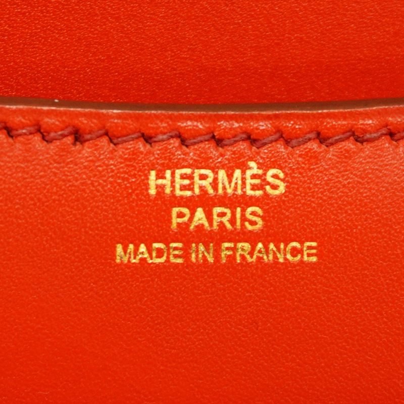 Hermes Shoulder Bag Constance 18 Box Calf Rouge Tomato Gold Hardware a Engraved