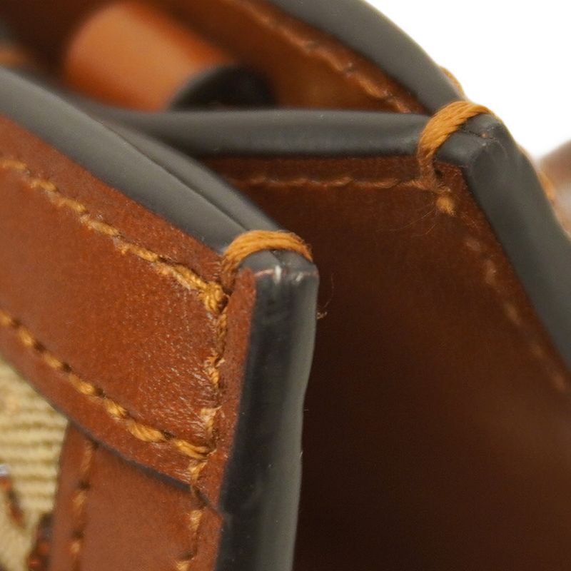 Gucci Handbag Bamboo Diana Crystal 707449 Canvas Leather Brown Beige Gold