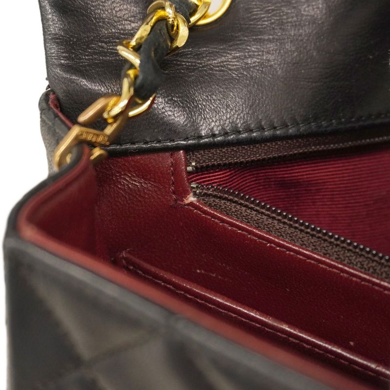 Chanel Shoulder Bag Matelasse Lambskin Black Gold Hardware Women