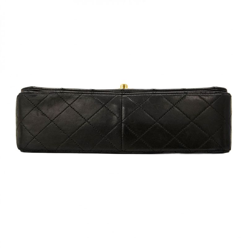 Chanel Shoulder Bag Matelasse Lambskin Black Gold Hardware Women