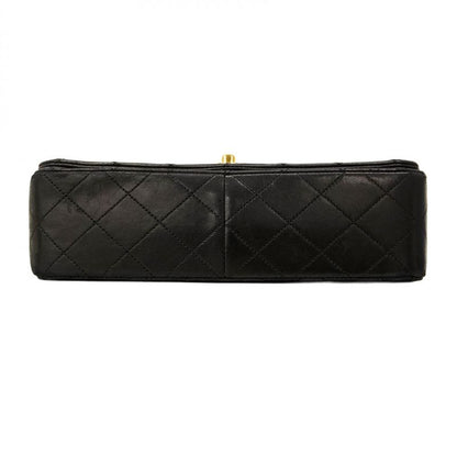 Chanel Shoulder Bag Matelasse Lambskin Black Gold Hardware Women