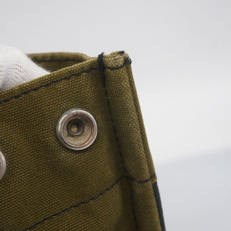 Hermes Handbag Fourre Tout PM Canvas Khaki Black Silver Hardware Ladies