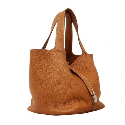 Hermes Handbag Picotan Lock MM Taurillon Clemence Gold Silver Hardware