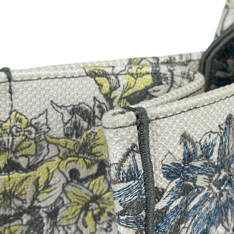 Christian Dior Book Tote Large Embroidered Tote Bag Canvas White Multicolor