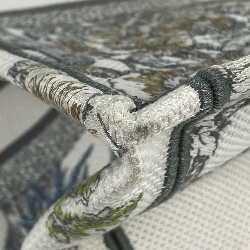 Christian Dior Book Tote Large Embroidered Tote Bag Canvas White Multicolor