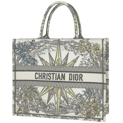 Christian Dior Book Tote Large Embroidered Tote Bag Canvas White Multicolor
