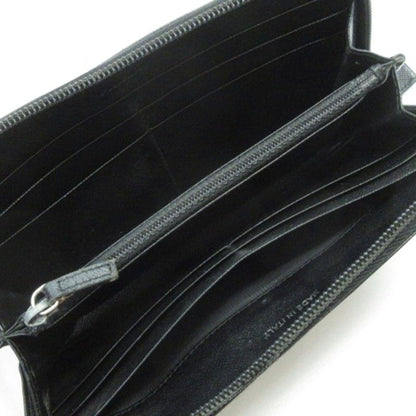 PRADA Triangle Logo Round Zipper Long Wallet Saffiano Black
