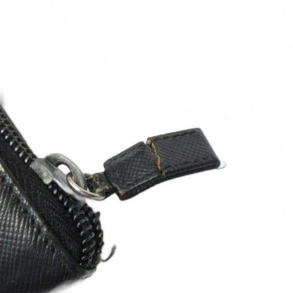 PRADA Triangle Logo Round Zipper Long Wallet Saffiano Black