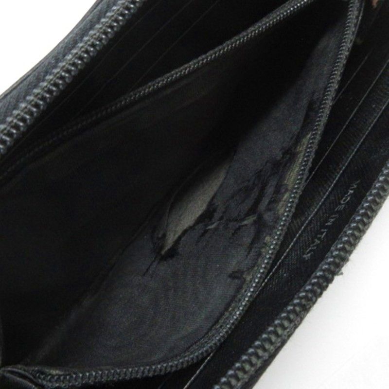 PRADA Triangle Logo Round Zipper Long Wallet Saffiano Black