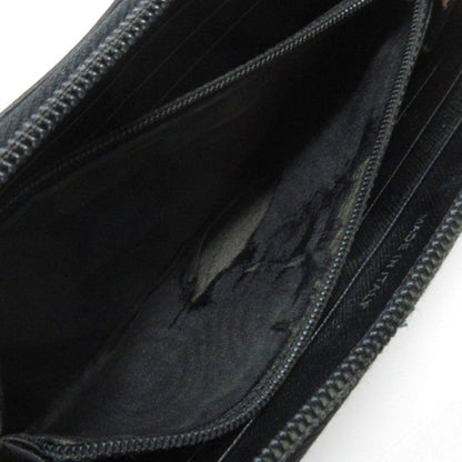 PRADA Triangle Logo Round Zipper Long Wallet Saffiano Black