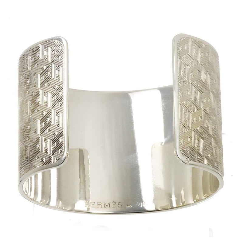 Hermes H Logo 16 cm Bangle Bracelet Silver SV 925