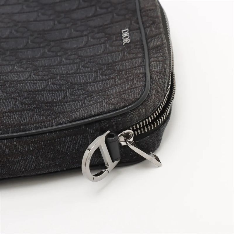 Christian Dior Oblique Shoulder Bag Crossbody Messenger Commuting Black Men's