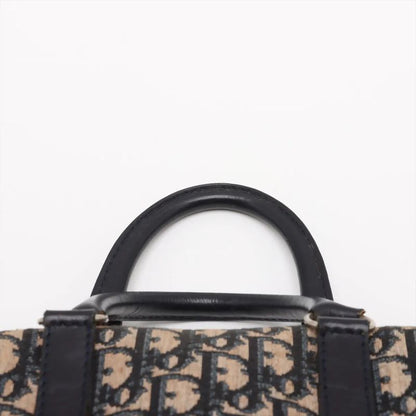Christian Dior Trotter Mini Boston Leather Canvas Handbag Tote Genuine Leather