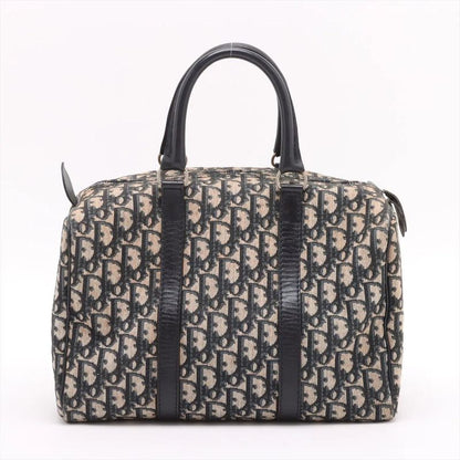 Christian Dior Trotter Mini Boston Leather Canvas Handbag Tote Genuine Leather