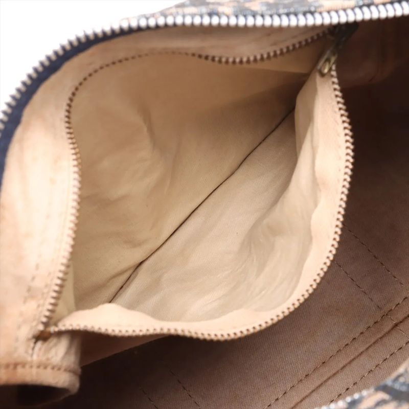 Christian Dior Trotter Mini Boston Leather Canvas Handbag Tote Genuine Leather