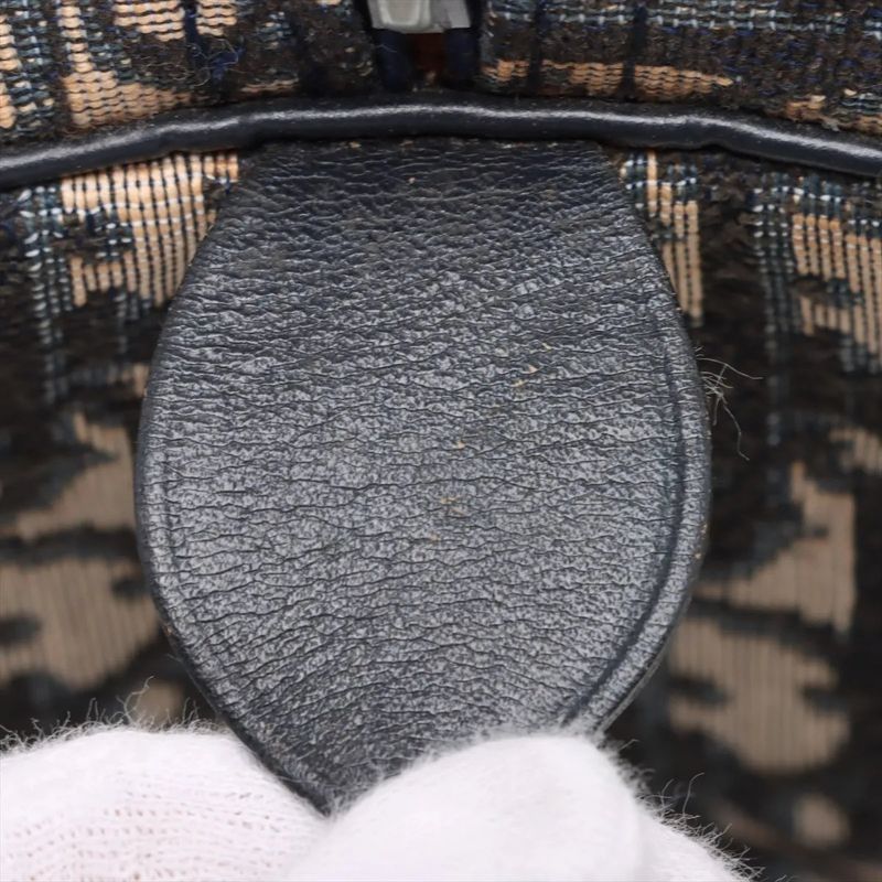 Christian Dior Trotter Mini Boston Leather Canvas Handbag Tote Genuine Leather