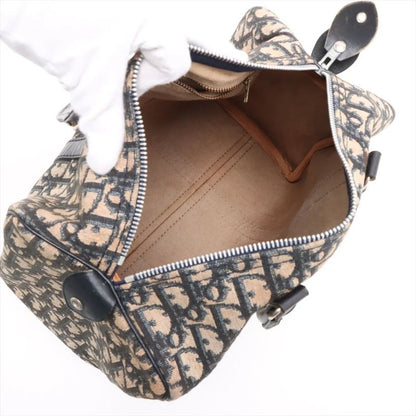 Christian Dior Trotter Mini Boston Leather Canvas Handbag Tote Genuine Leather