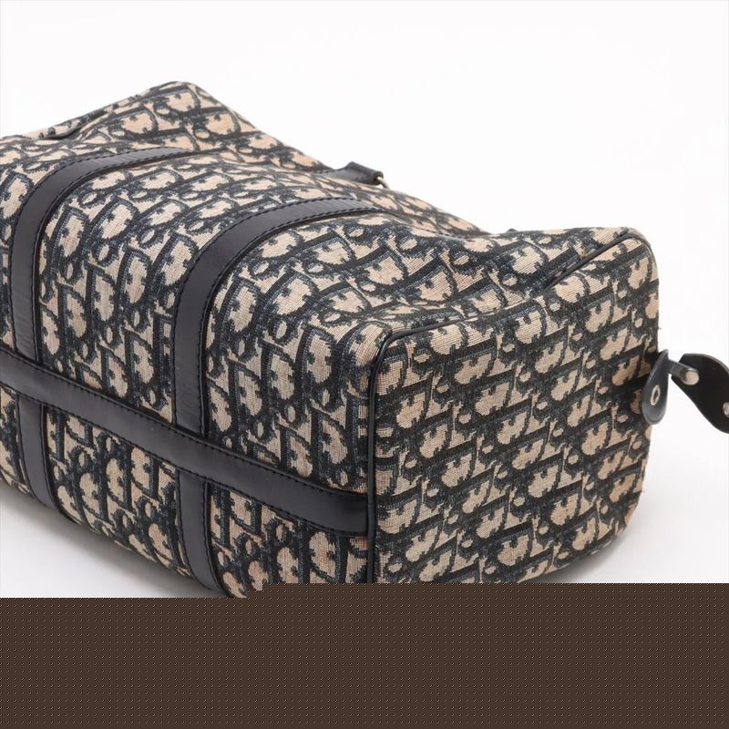 Christian Dior Trotter Mini Boston Leather Canvas Handbag Tote Genuine Leather