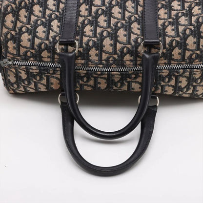 Christian Dior Trotter Mini Boston Leather Canvas Handbag Tote Genuine Leather