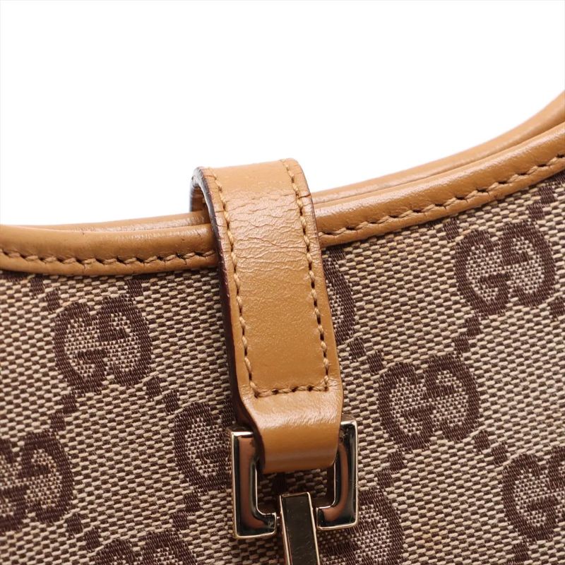 Gucci GG Canvas Jackie 002 1068 Leather Handbag Tote Beige Ladies Mmm De54-8