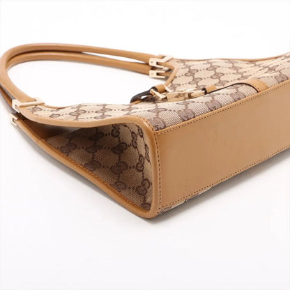 Gucci GG Canvas Jackie 002 1068 Leather Handbag Tote Beige Ladies Mmm De54-8