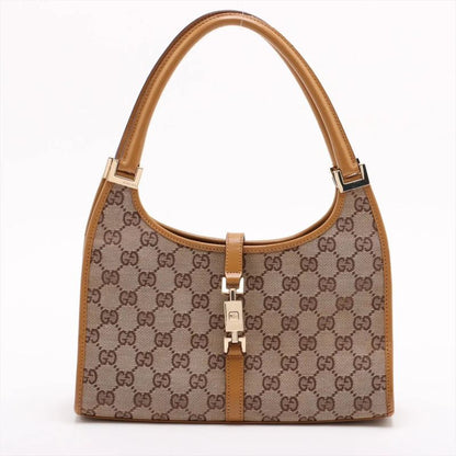 Gucci GG Canvas Jackie 002 1068 Leather Handbag Tote Beige Ladies Mmm De54-8
