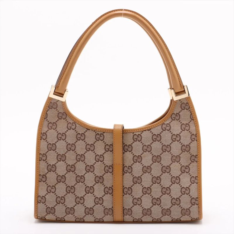 Gucci GG Canvas Jackie 002 1068 Leather Handbag Tote Beige Ladies Mmm De54-8