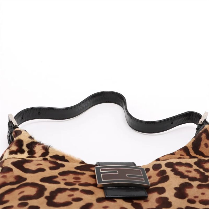Fendi Harako Leather Leopard Pattern Mamma Bucket One Shoulder Bag Shoulder