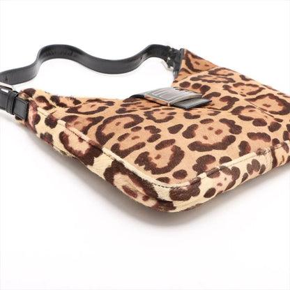 Fendi Harako Leather Leopard Pattern Mamma Bucket One Shoulder Bag Shoulder