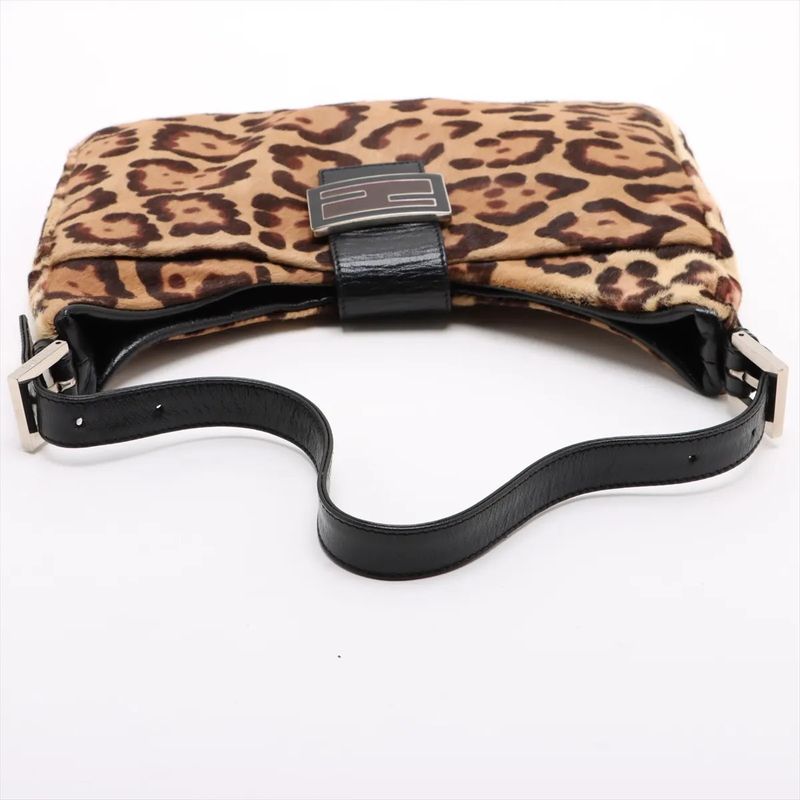 Fendi Harako Leather Leopard Pattern Mamma Bucket One Shoulder Bag Shoulder