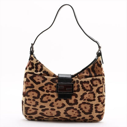 Fendi Harako Leather Leopard Pattern Mamma Bucket One Shoulder Bag Shoulder