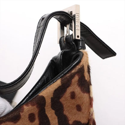 Fendi Harako Leather Leopard Pattern Mamma Bucket One Shoulder Bag Shoulder