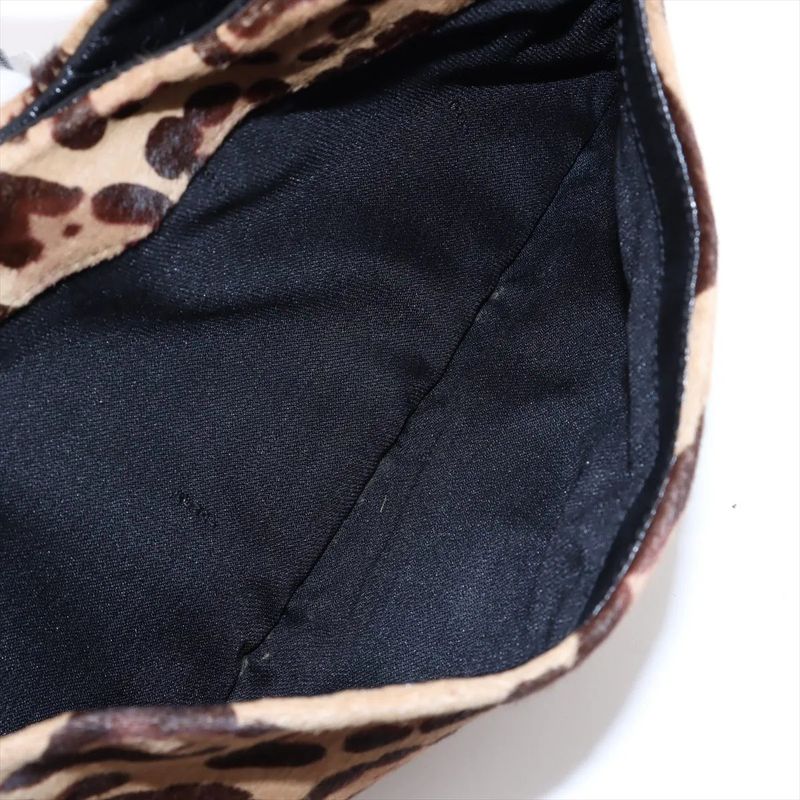 Fendi Harako Leather Leopard Pattern Mamma Bucket One Shoulder Bag Shoulder