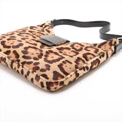 Fendi Harako Leather Leopard Pattern Mamma Bucket One Shoulder Bag Shoulder
