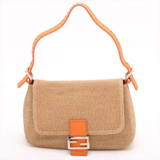 Fendi Selleria Raffia Leather Mamma Bucket Ff Hardware One Shoulder Bag