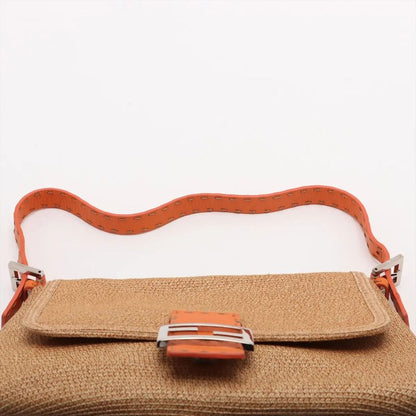 Fendi Selleria Raffia Leather Mamma Bucket Ff Hardware One Shoulder Bag