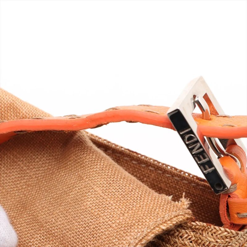 Fendi Selleria Raffia Leather Mamma Bucket Ff Hardware One Shoulder Bag