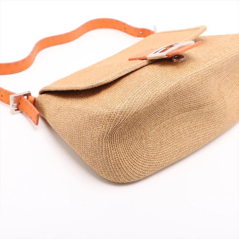 Fendi Selleria Raffia Leather Mamma Bucket Ff Hardware One Shoulder Bag