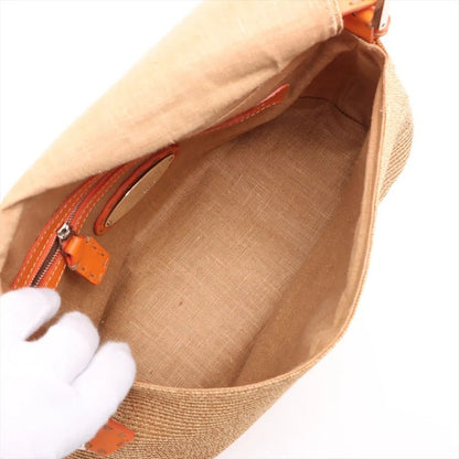 Fendi Selleria Raffia Leather Mamma Bucket Ff Hardware One Shoulder Bag