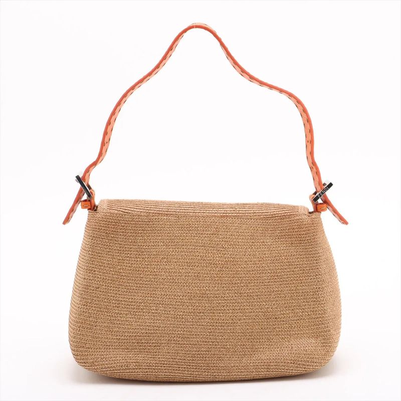 Fendi Selleria Raffia Leather Mamma Bucket Ff Hardware One Shoulder Bag