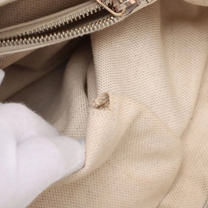 Gucci Bamboo GG Canvas 282317 Leather Handbag Tote Genuine Leather Beige Ladies