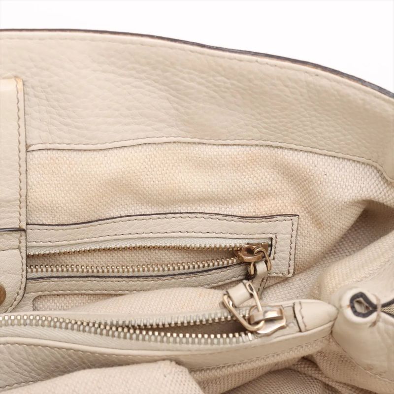 Gucci Bamboo GG Canvas 282317 Leather Handbag Tote Genuine Leather Beige Ladies