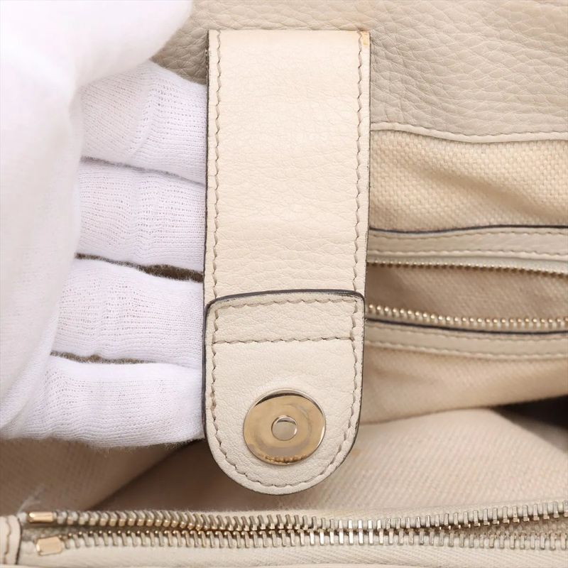 Gucci Bamboo GG Canvas 282317 Leather Handbag Tote Genuine Leather Beige Ladies